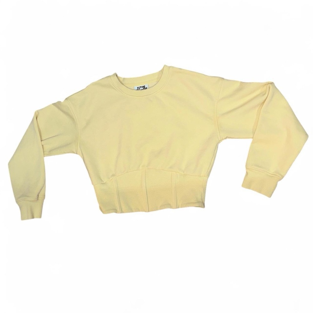 Light Yellow Ribbed Cropped Crewneck